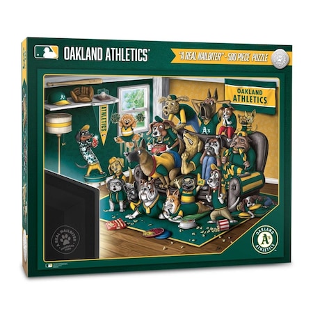 Youthefan 18 x 24 in. MLB Oakland Athletics Purebred Fans Puzzle, Multi Color - A Real Nailbiter - 500 Piece 2502410